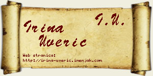 Irina Uverić vizit kartica